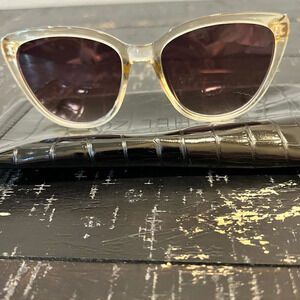 NWT‎ Rachel Zoe Nina Sunglasses Nude-Crystal Frame Brown Lens